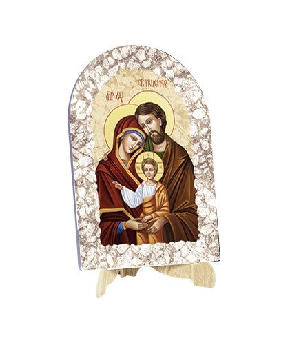Quadro Sacra Famiglia Effetto Pietra Dipinta con Soggetto a Stampa e Supporto