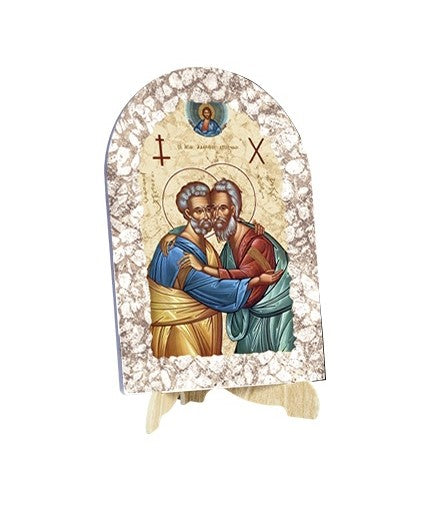 Quadro San Pietro e San Paolo Effetto Pietra Dipinta con Soggetto a Stampa e Supporto