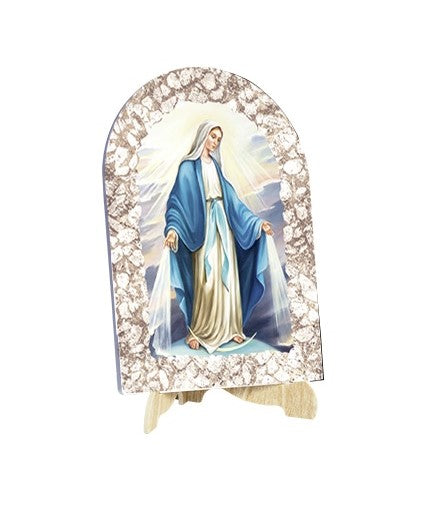 Quadro Madonna Miracolosa Effetto Pietra Dipinta con Soggetto a Stampa e Supporto