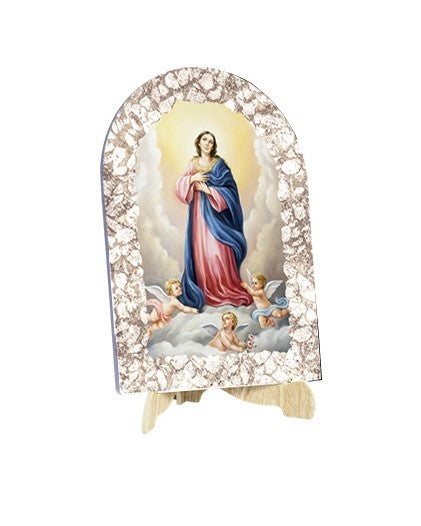 Quadro Madonna Assunta Effetto Pietra Dipinta con Soggetto a Stampa e Supporto