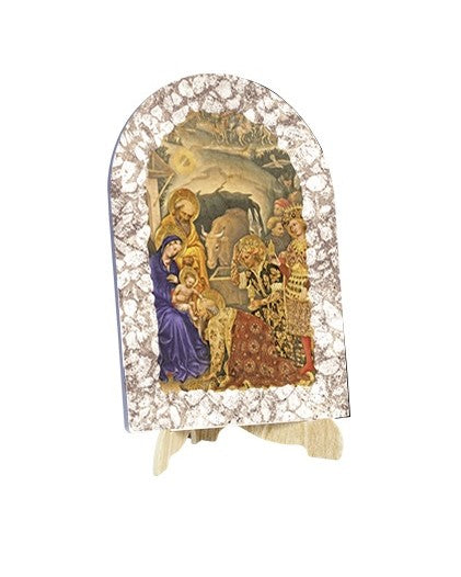 Quadro Natività Effetto Pietra Dipinta con Soggetto a Stampa e Supporto