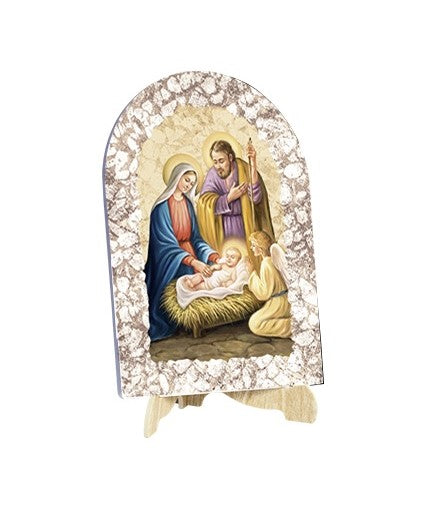 Quadro Natività Effetto Pietra Dipinta con Soggetto a Stampa e Supporto