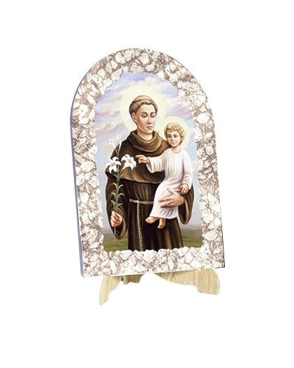 Quadro Sant'Antonio da Padova Effetto Pietra Dipinta con Soggetto a Stampa e Supporto