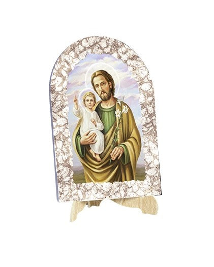 Quadro San Giuseppe Effetto Pietra Dipinta con Soggetto a Stampa e Supporto