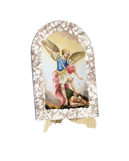 Quadro San Michele Arcangelo Effetto Pietra Dipinta con Soggetto a Stampa e Supporto