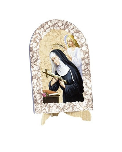 Quadro Santa Rita da Cascia Effetto Pietra Dipinta con Soggetto a Stampa e Supporto