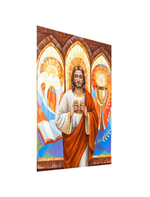 Quadro Tela Gesù con Pane con Effetto Dipinto