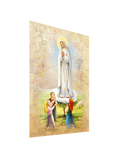 Quadro Tela Madonna di Fatima con Pastorelli con Effetto Dipinto
