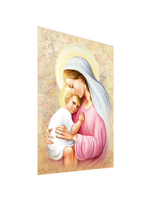 Quadro Tela Madonna con Bambino con Effetto Dipinto