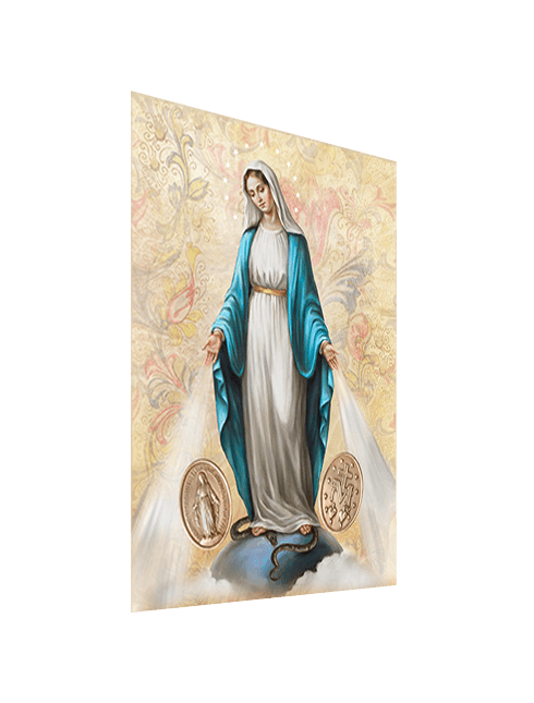 Quadro Tela Madonna Miracolosa con Medaglie con Effetto Dipinto