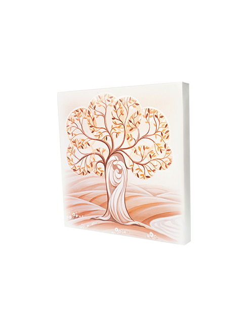 Quadro Tela con Effetto Dipinto Albero della Vita 50 x 50 cm
