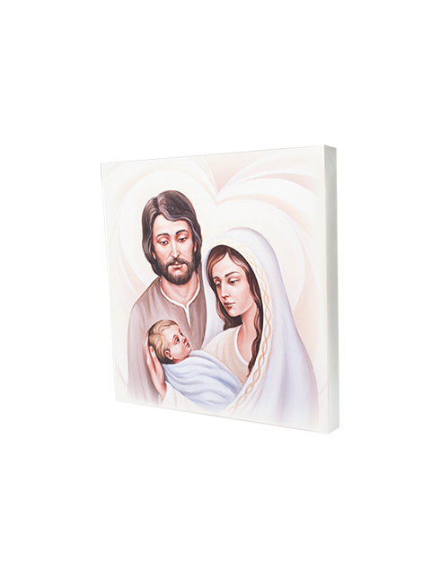Quadro Tela con Effetto Dipinto Sacra Famiglia 50 x 50 cm