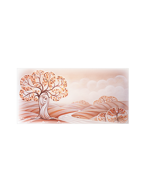Quadro Tela con Effetto Dipinto Albero della Vita 50 x 100 cm