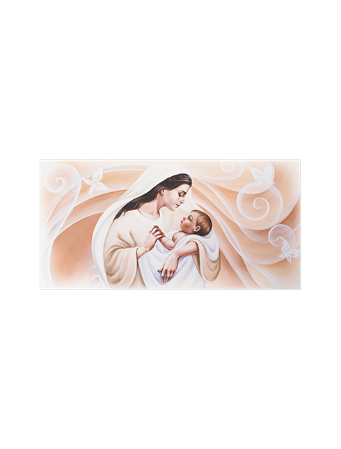 Quadro Tela con Effetto Dipinto Madonna con Bambino 50 x 100 cm