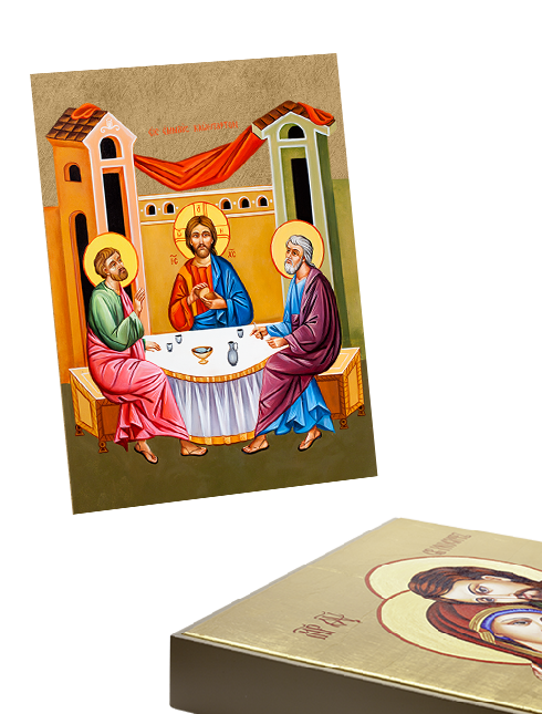 Quadro Gesù con San Pietro e San Paolo in Foglia Oro con Telaio in Legno 30x40 cm