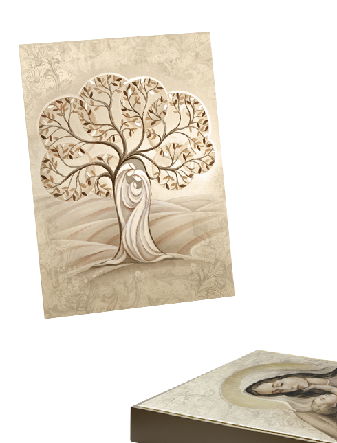 Quadro Albero della Vita in Tela Effetto Dipinto con Telaio in Legno