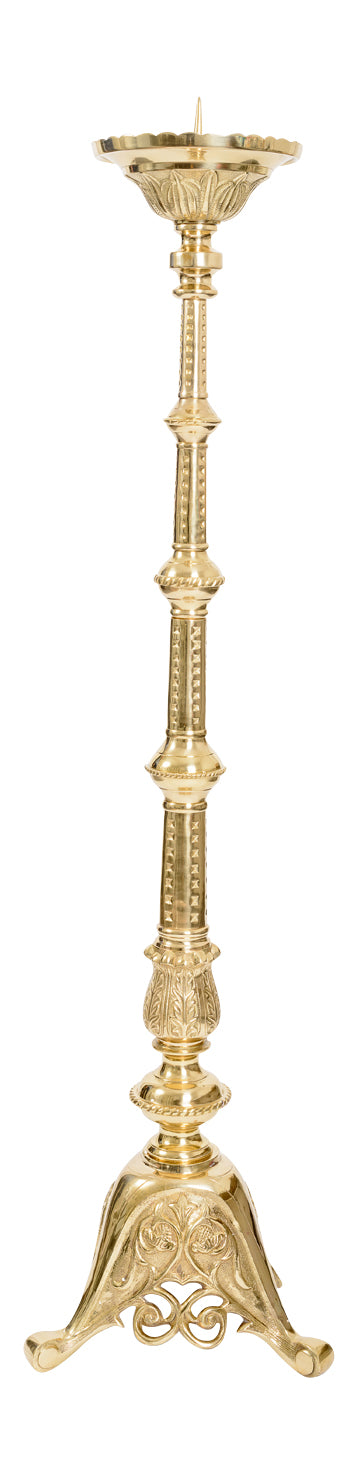 Candeliere da Altare in Ottone Dorato Altezza 110 cm
