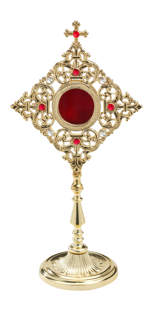 Reliquiario Dorato con Pietre da Appoggio Altezza 32 cm