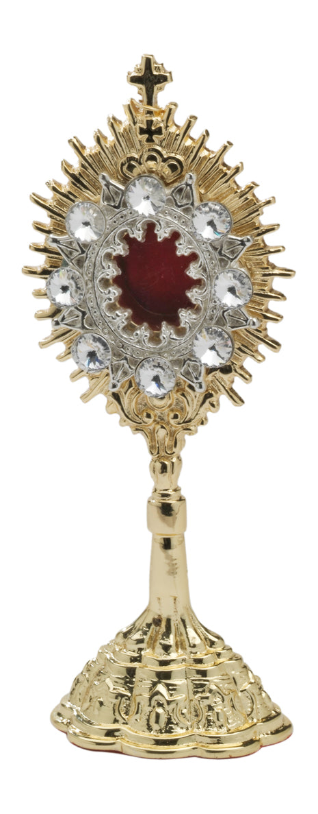 Reliquiario Dorato con Pietre da Appoggio Altezza 14 cm