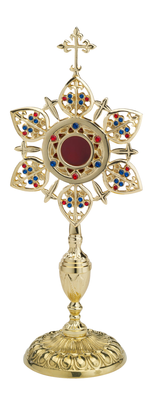 Reliquiario Dorato con Pietre da Appoggio Altezza 39 cm