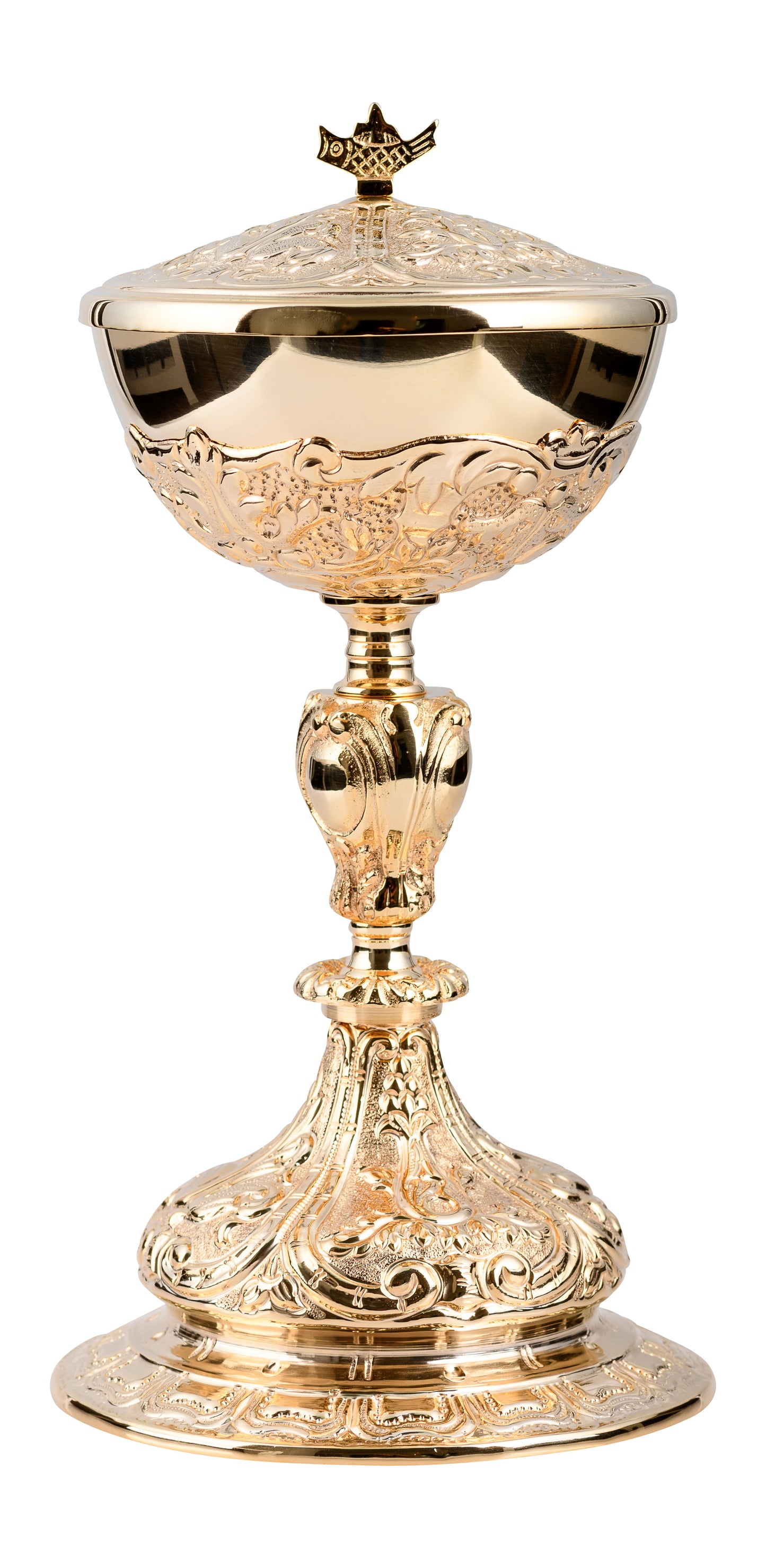 Pisside in Ottone Dorato Altezza 27 cm