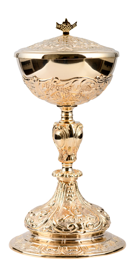 Pisside in Ottone Dorato Altezza 27 cm