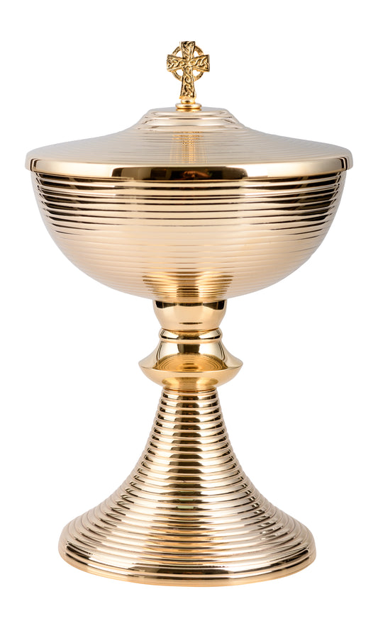 Pisside in Ottone Dorato Altezza 24 cm
