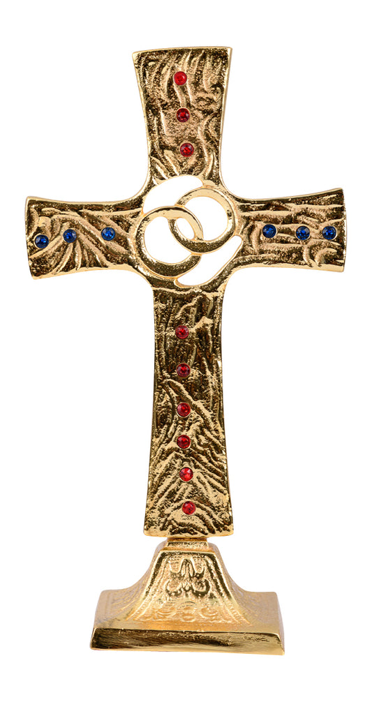 Croce Nozze per Altare Dorata Altezza 25 cm