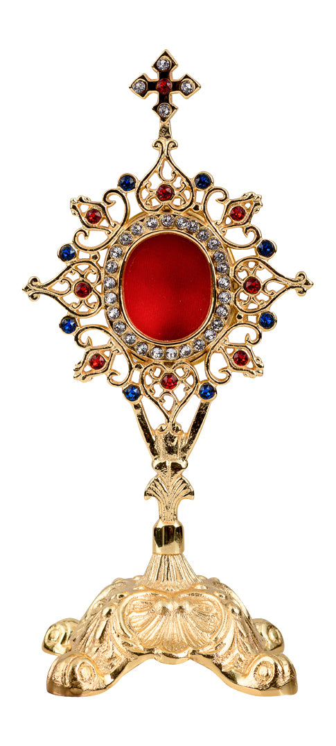 Reliquiario Dorato con Pietre da Appoggio Altezza 24 cm