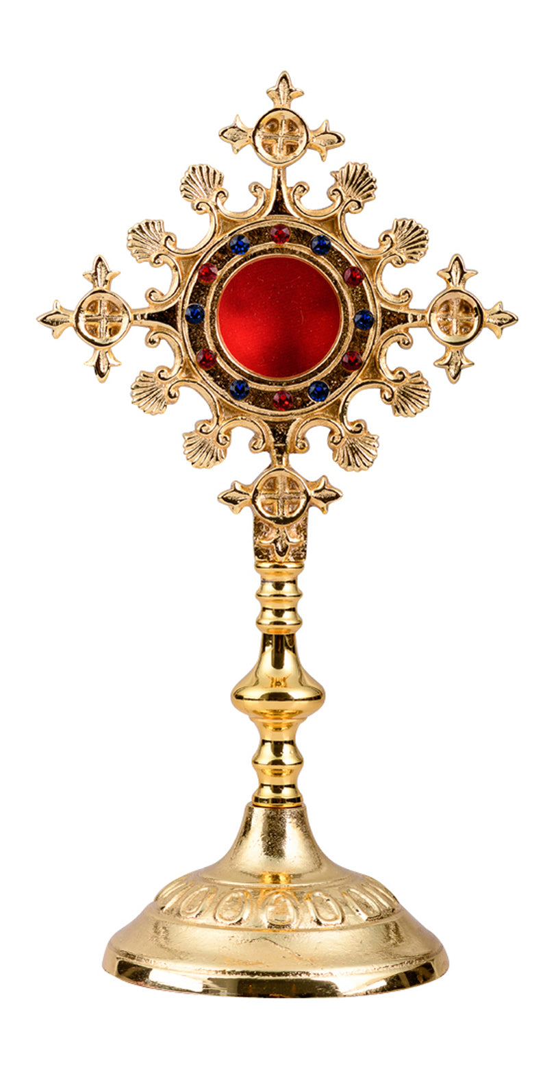 Reliquiario Dorato con Pietre da Appoggio Altezza 25 cm