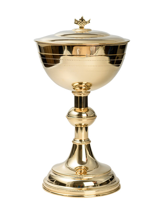 Pisside in Ottone Dorato Altezza 28 cm