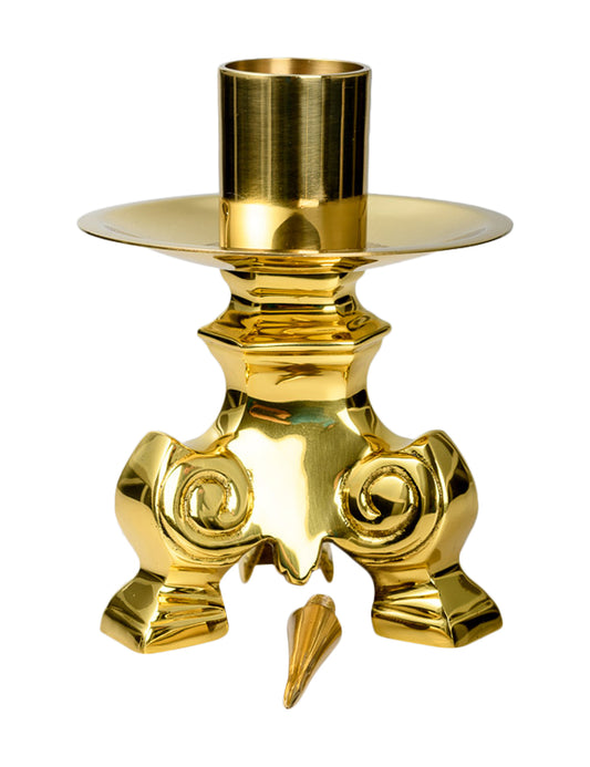 Portacandele da Altare in Ottone Dorato Altezza 11,5 cm