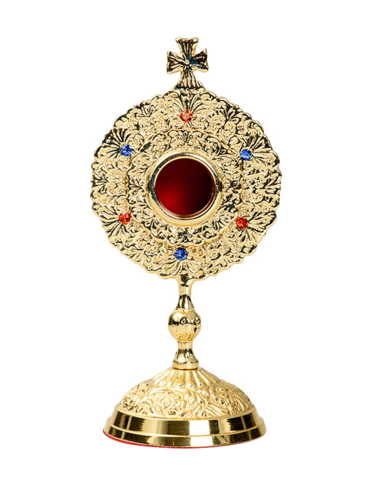 Reliquiario Dorato con Pietre da Appoggio Altezza 15 cm