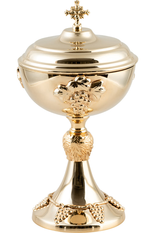 Pisside in Ottone Dorato Altezza 28 cm