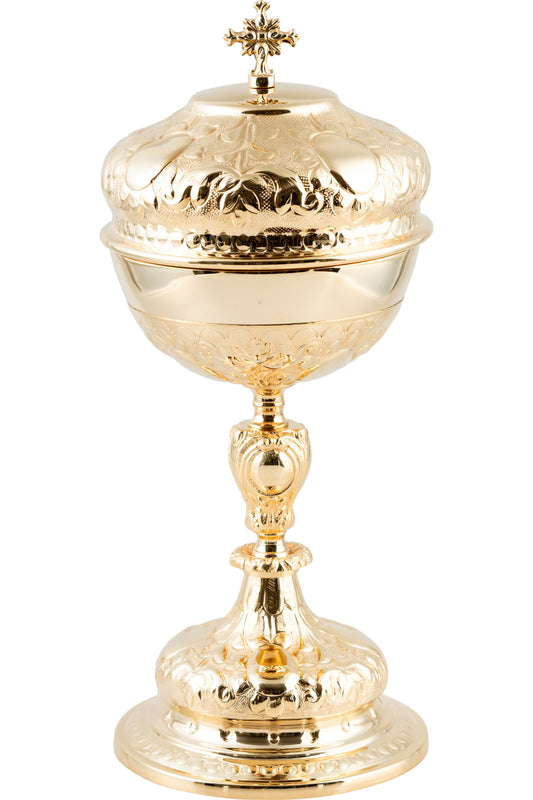 Pisside in Ottone Dorato Altezza 33 cm
