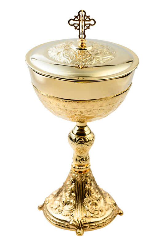 Pisside in Ottone Dorato Altezza 30 cm