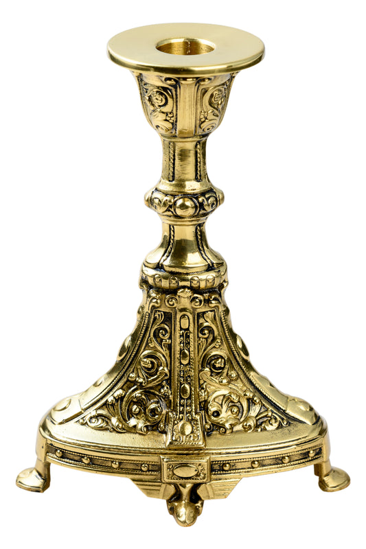 Portacandele da Altare in Ottone Dorato Altezza 19,5 cm