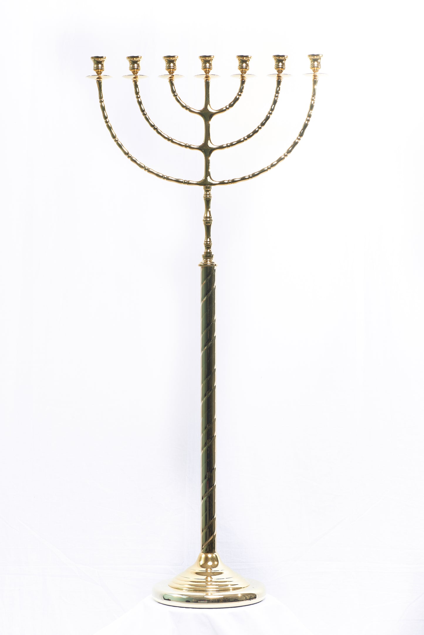 Candeliere Sette Fiamme in Ottone Lucido 51x120 Centimetri
