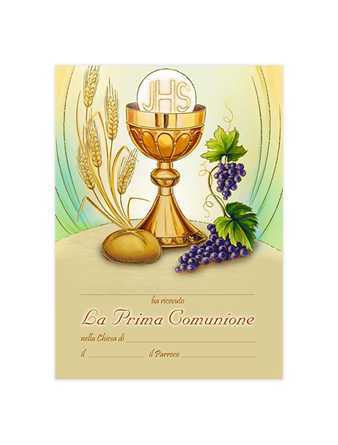 Diplomino Pergamena da Compilare "Prima Comunione" 18x24 cm 100 Pezzi