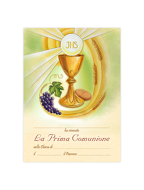 Diplomino Pergamena da Compilare "Prima Comunione" 18x24 cm 100 Pezzi