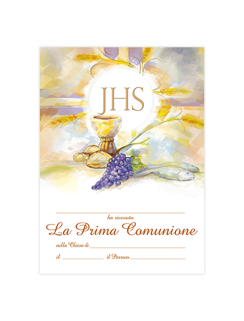 Diplomino Pergamena da Compilare "Prima Comunione" 18x24 cm 100 Pezzi