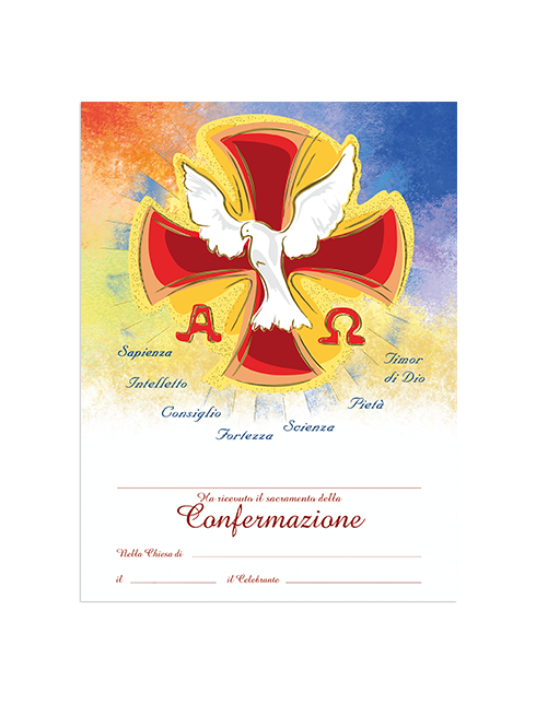 Diplomino Pergamena da Compilare "Confermazione" 18x24 cm 100 Pezzi