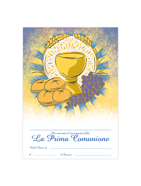 Diplomino Pergamena da Compilare "Prima Comunione" 18x24 cm 100 Pezzi