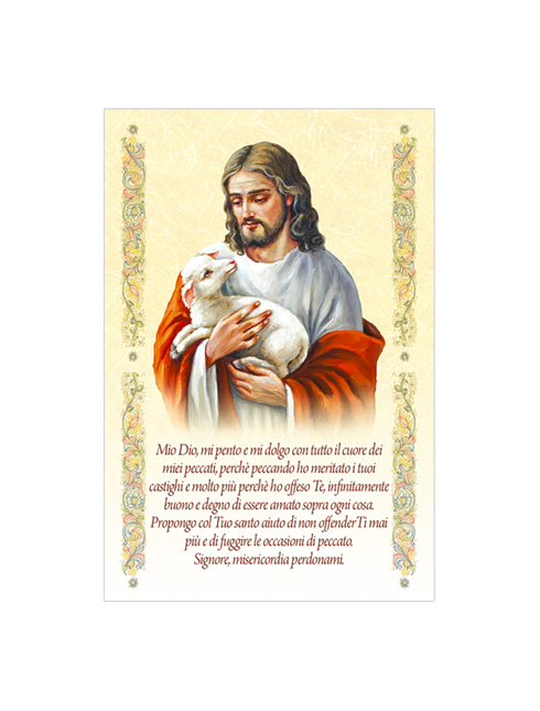 Diplomino in Carta Pergamena Gesù con Agnello 10x15 cm 100 Pezzi
