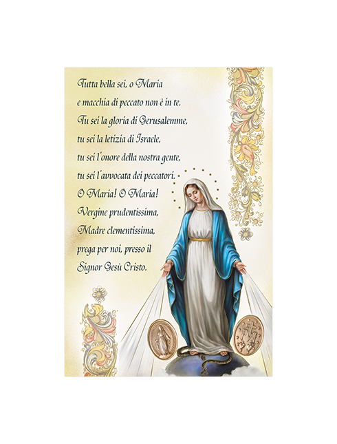 Diplomino in Carta Pergamena Madonna Miracolosa 10x15 cm 100 Pezzi