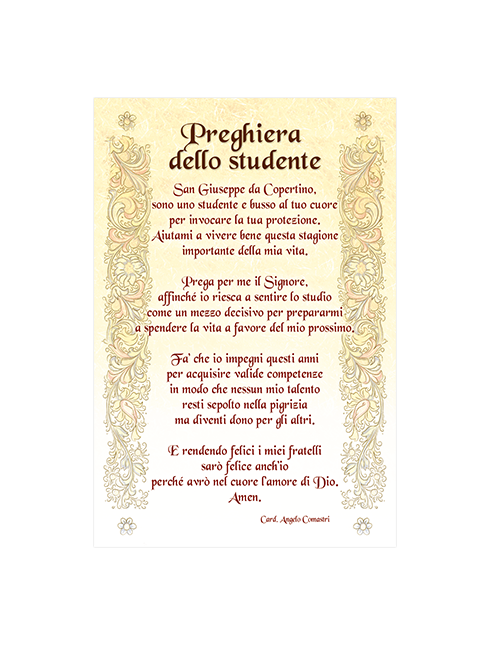 Diplomino in Carta Pergamena Preghiera dello Studente 10x15 cm 100 Pezzi