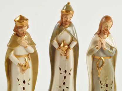 Set Statue Natività Presepe Completo 6 Pezzi in Porcellana Shabby Chic 22,5 cm