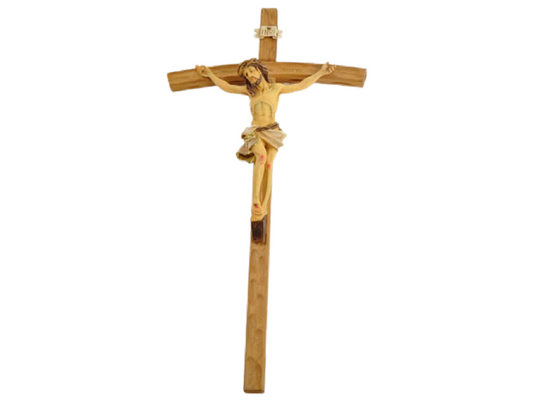 Crocifisso da Appendere con Croce in Legno e Cristo in Resina 23x40 cm