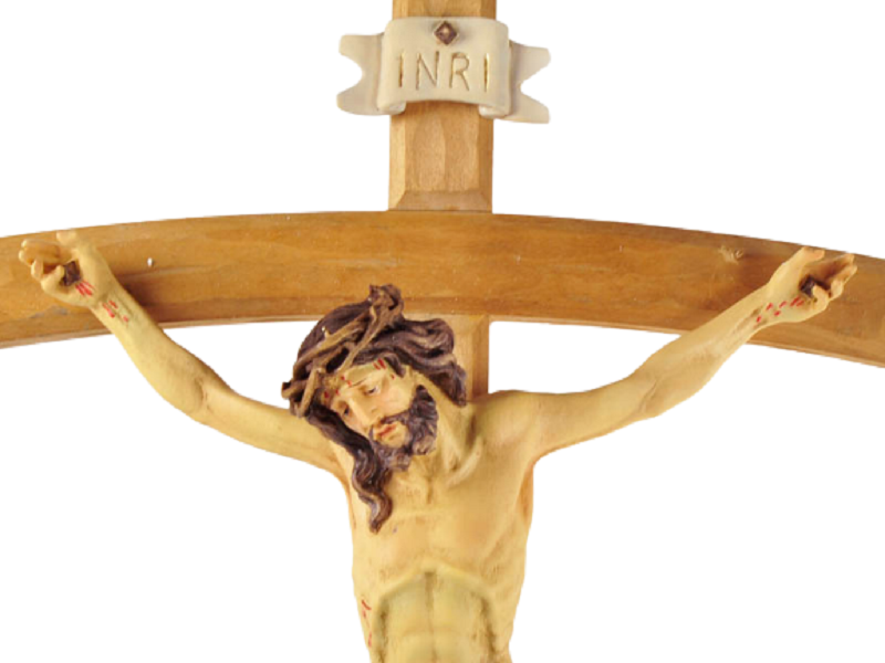 Crocifisso da Appendere con Croce in Legno e Cristo in Resina 28x55 cm