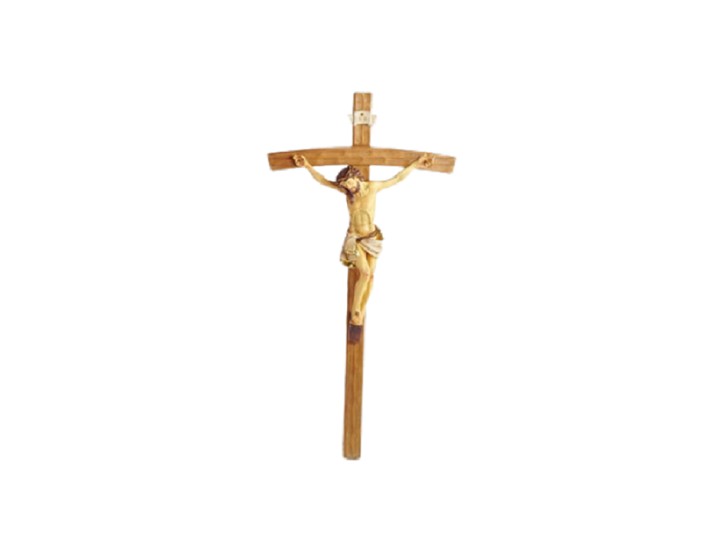 Crocifisso da Appendere con Croce in Legno e Cristo in Resina 28x55 cm